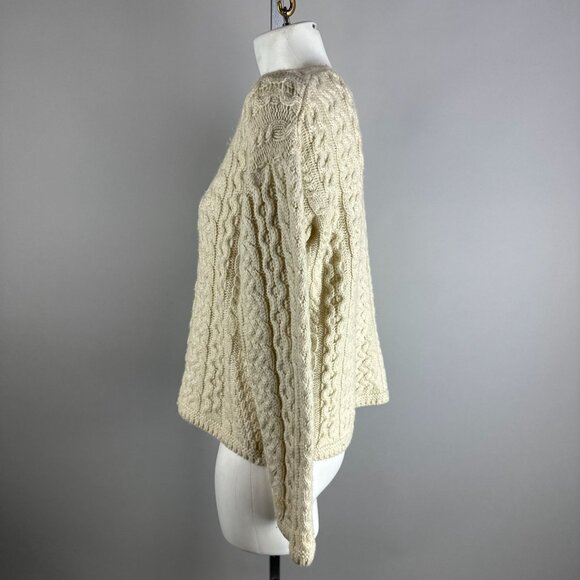 Aran Sweater Market Merino Wool Cardigan Sweater Cable Knit Size Medium Ireland - Picture 4 of 6